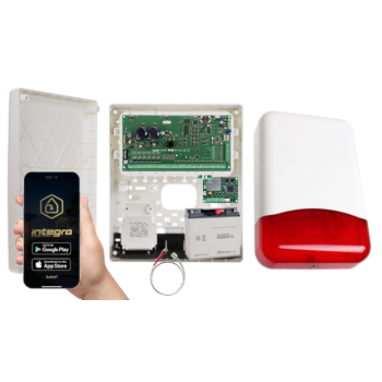 ZESTAW ALARMOWY SATEL INTEGRA 256 PLUS + OPU-3P + AWT800 + 17Ah + INT-GSM LTE + SYRENA TI700